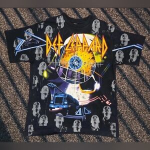 Vtg Def Leppard AOP Shirt Giant Graphic Band Tee Jays 1992 USA Single Stitch XL